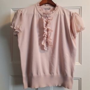 Ricki's Blush Ruffle Neck Knit Blouse